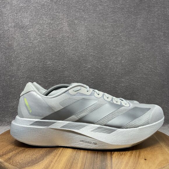 Adidas Adizero EVO SL Silver Metallic Athletic Performance Running Shoe Mens 12 - Picture 1 of 9